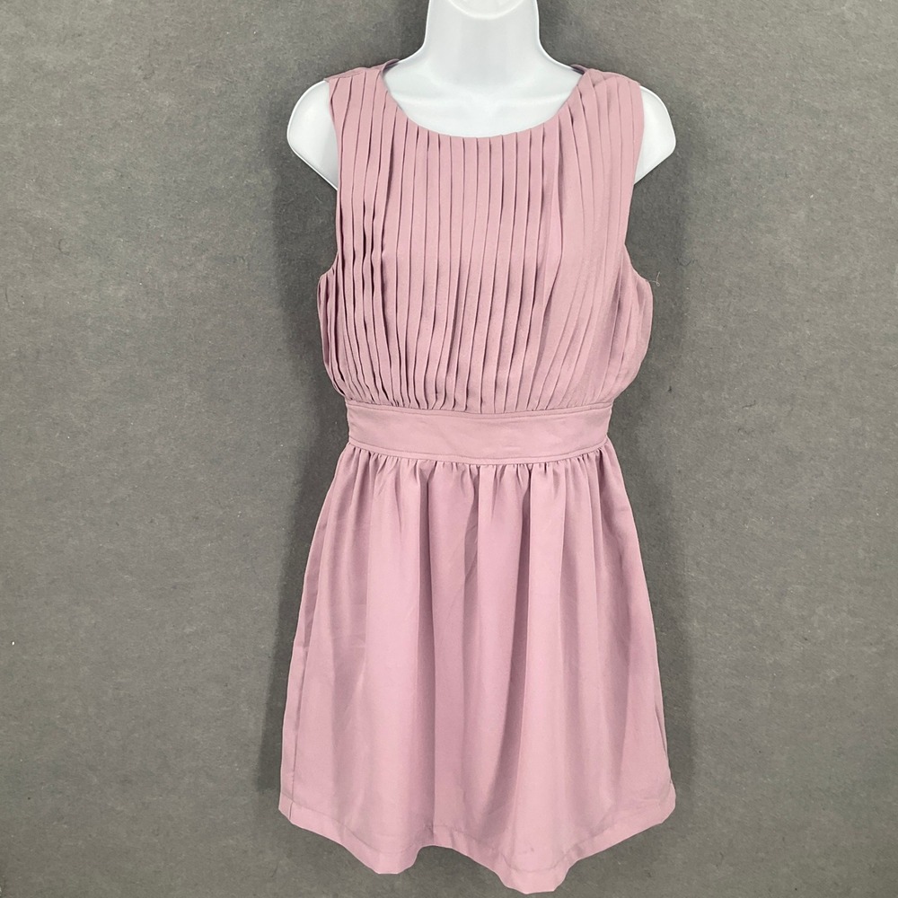 XXI Forever 21 Blush Pink Sleeveless Pleated‎ Fit & Flare Dress Sz S Romantic